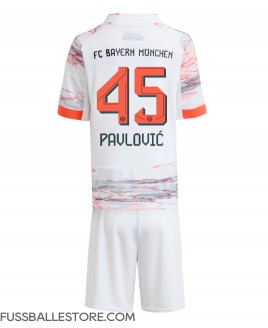 Günstige Bayern Munich Aleksandar Pavlovic #45 Auswärts Trikotsatzt Kinder 2025-26 Kurzarm (+ Kurze Hosen)